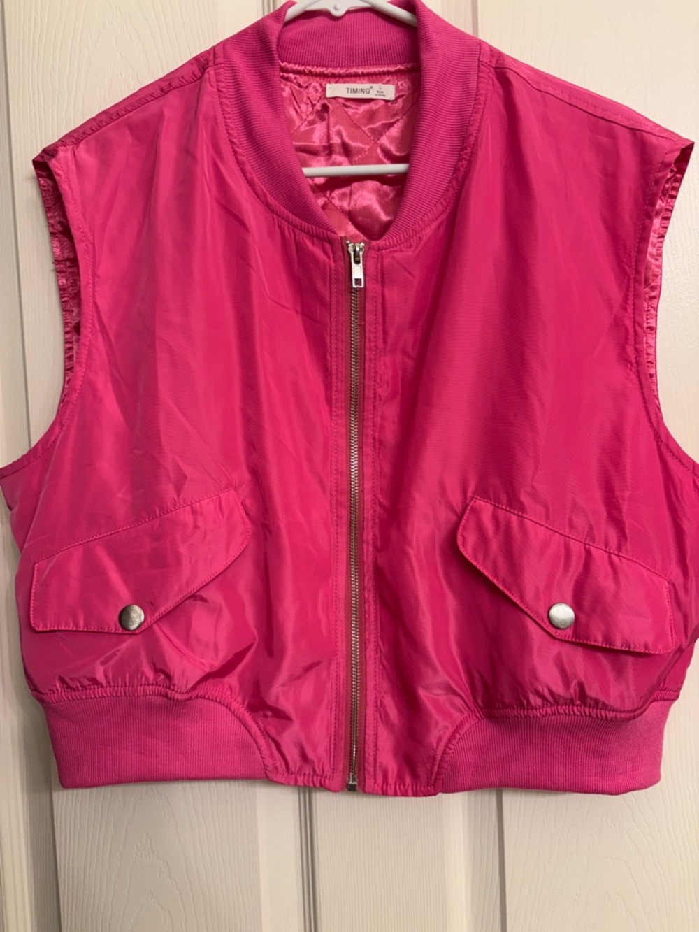 Timing Vibrant Pink Sleeveless Bomber Vest